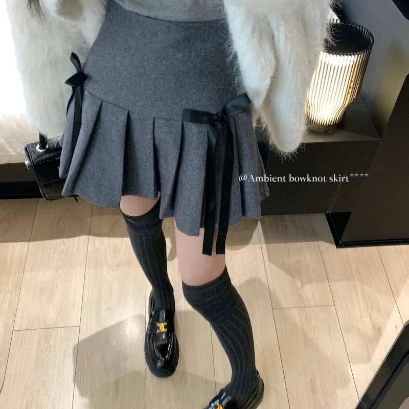 Grey Double Ribbon Skirt