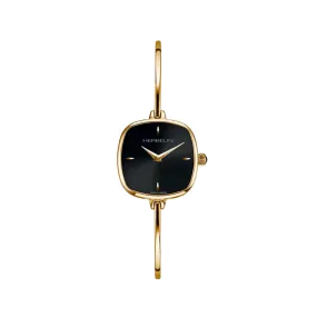 Herbelin Carree Cushion Black Dial Yellow PVD Bangle Watch 17207BP14