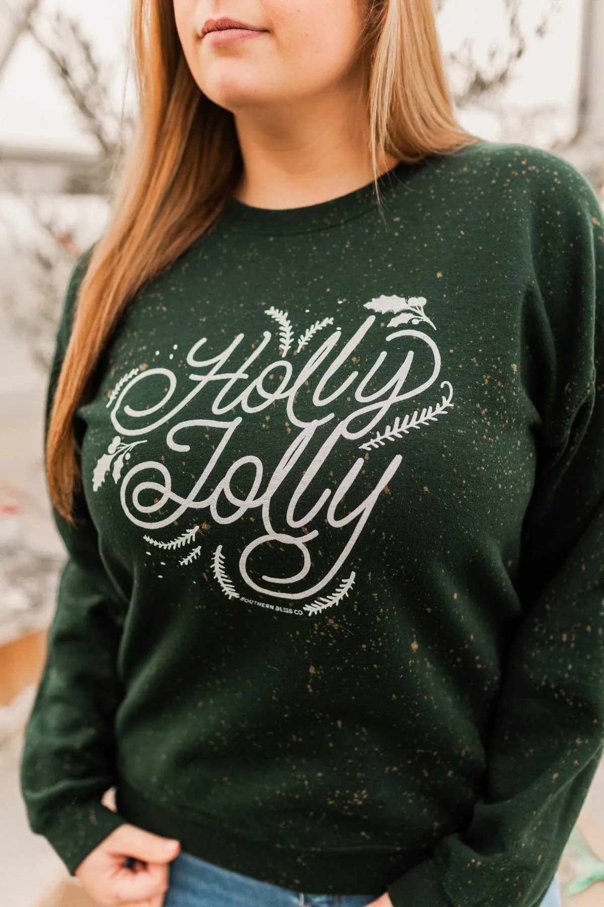 Holly Jolly Bleached Pullover- Wintergreen