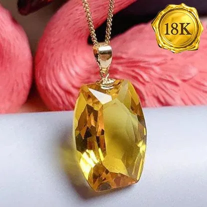 INCREDIBLELY RARE ! HUGE 15.30 CT CITRINE 18KT SOLID GOLD PENDANT