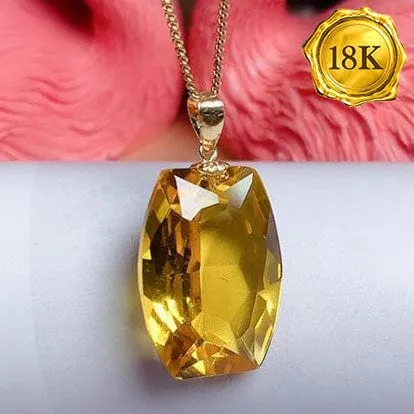 INCREDIBLELY RARE ! HUGE 15.30 CT CITRINE 18KT SOLID GOLD PENDANT