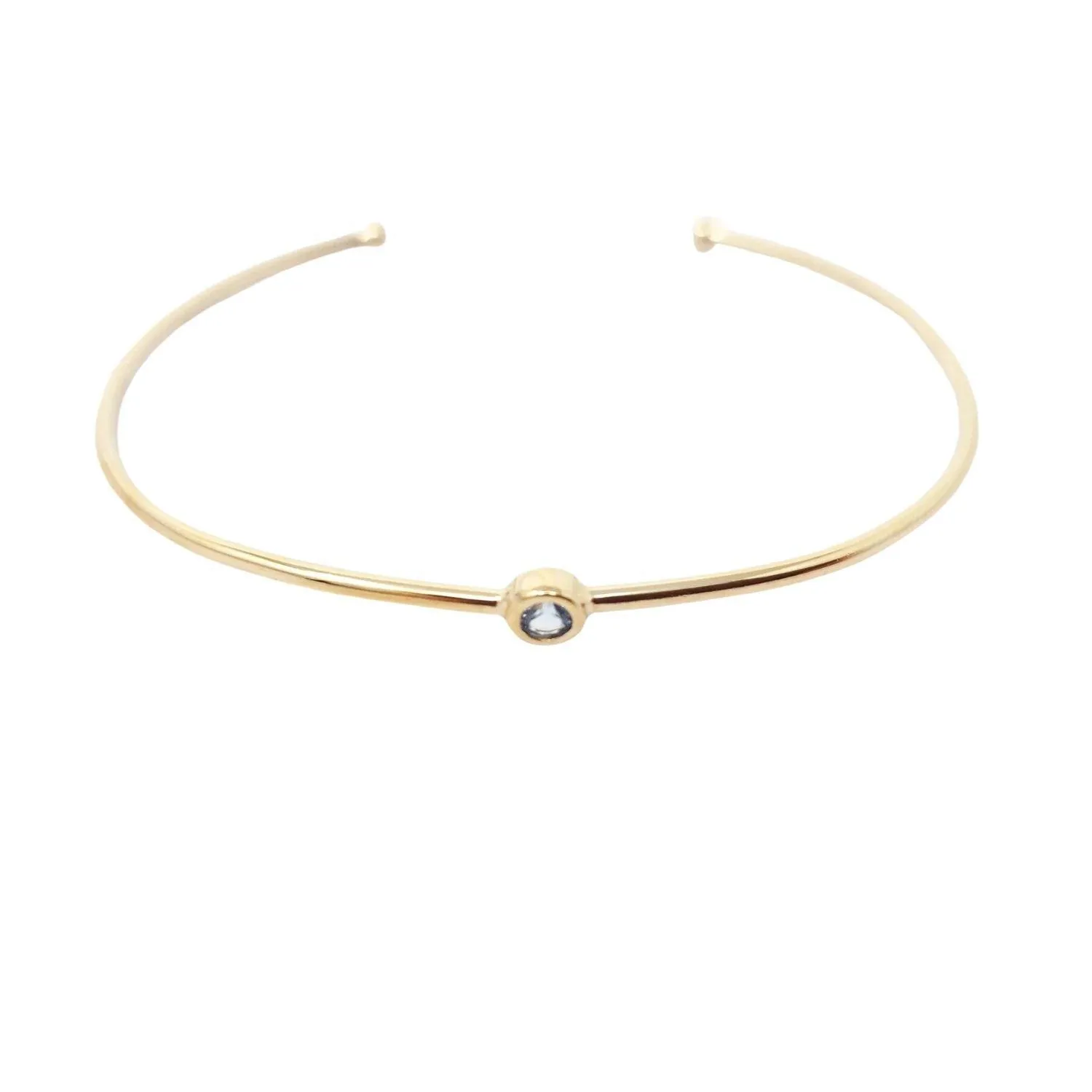 Jewellery | 18ct Gold Plated Blue Topaz Gem Bangle | Harfi