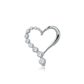 Journey Diamond Heart Pendant in 14k White Gold