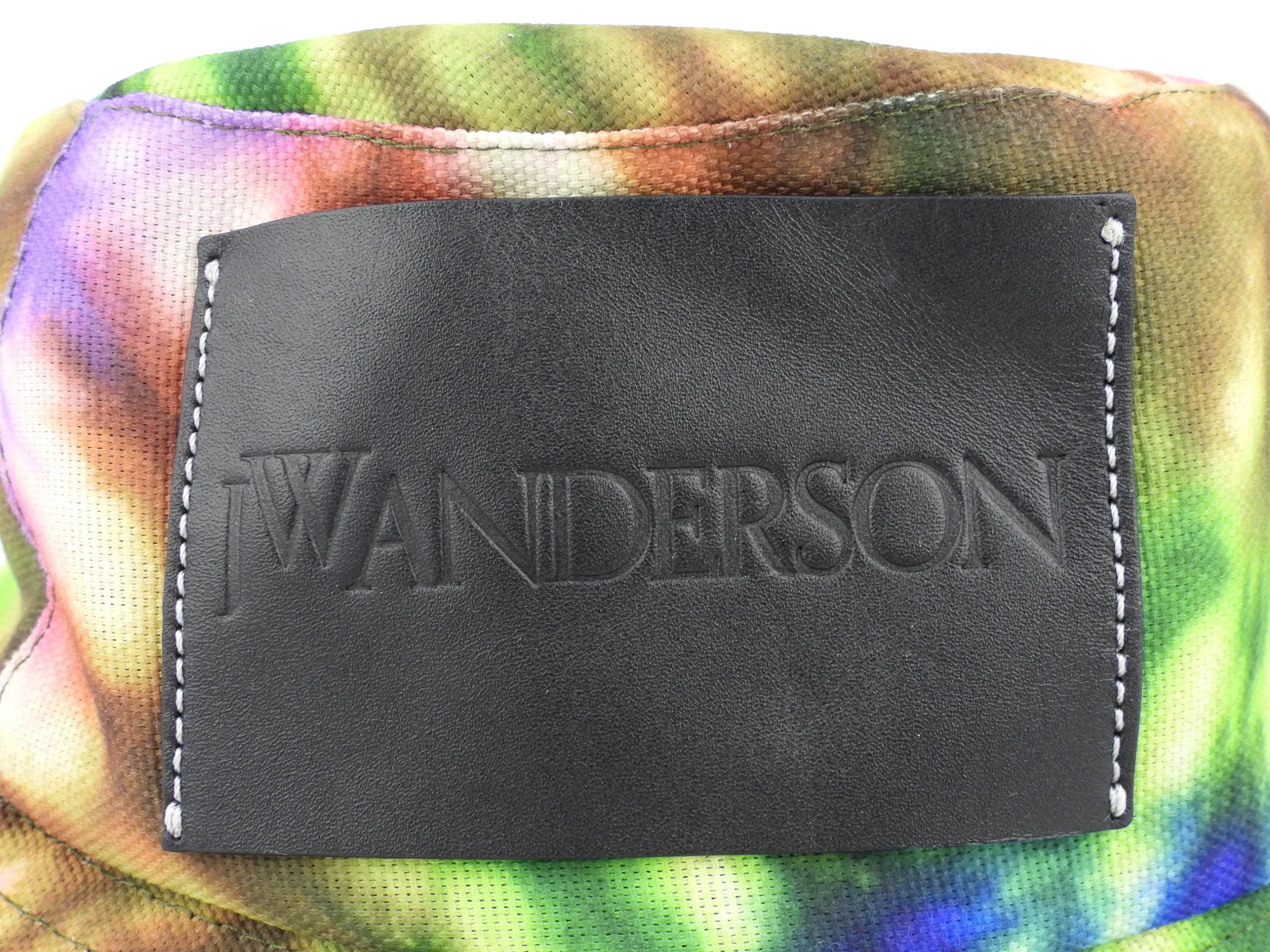 JW Anderson Tie Dye Recycled Nylon Canvas and Leather Bucket Hat