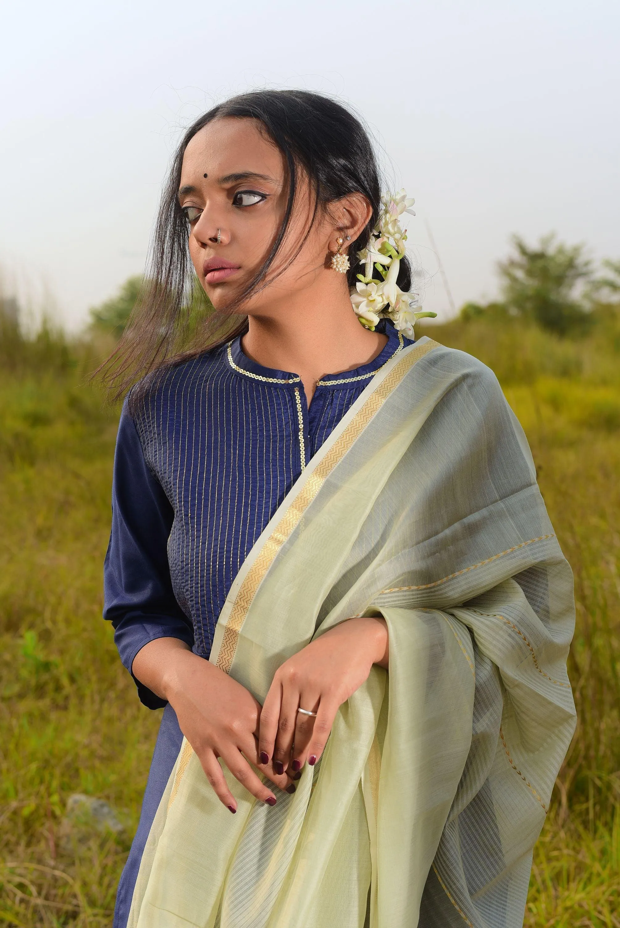 Kaisori Noor collection - Maheswari green silk cotton dupatta