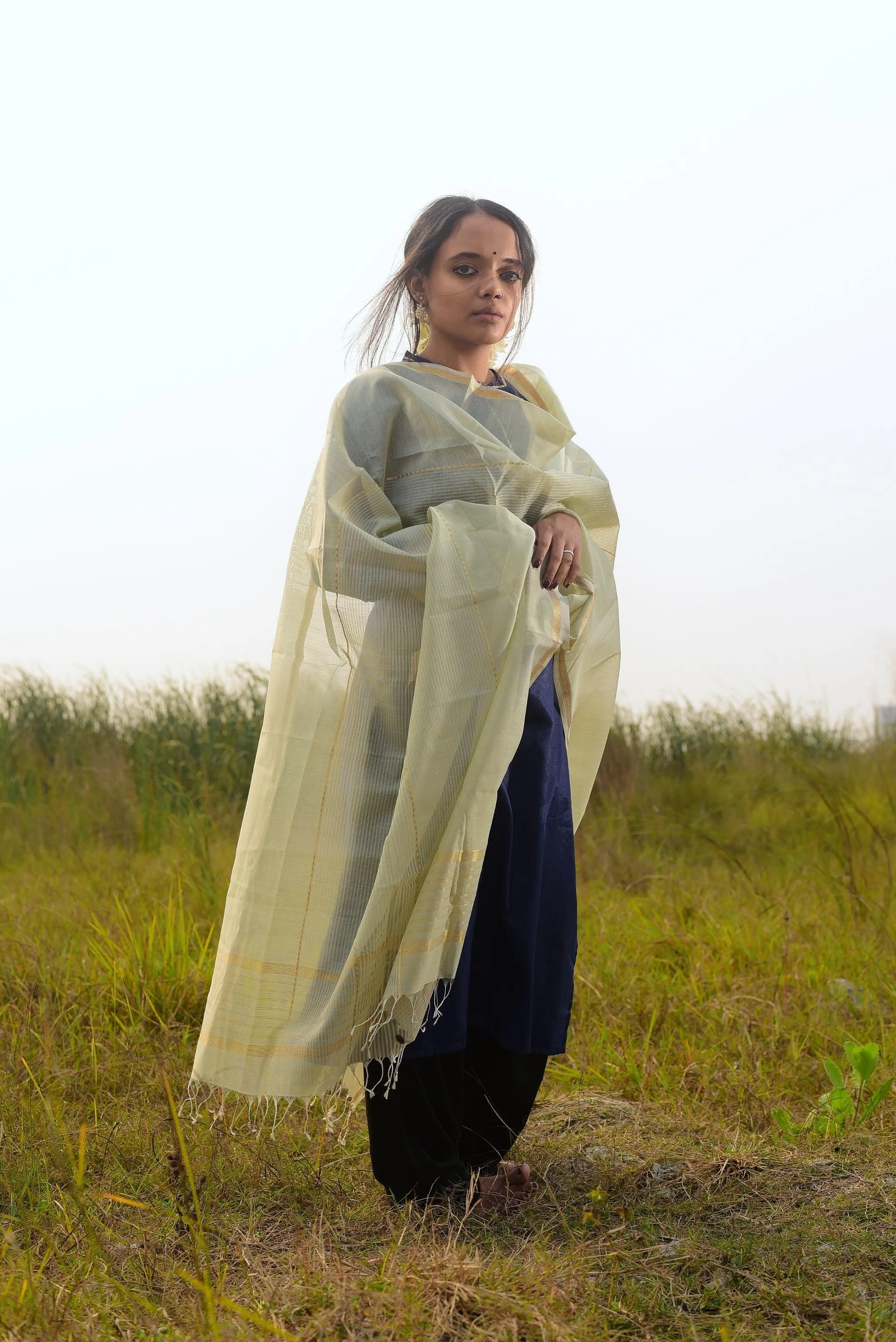 Kaisori Noor collection - Maheswari green silk cotton dupatta