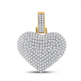 Keene Jewelers 10kt Yellow Gold Mens Round Diamond Heart Charm Pendant 3/4 Cttw