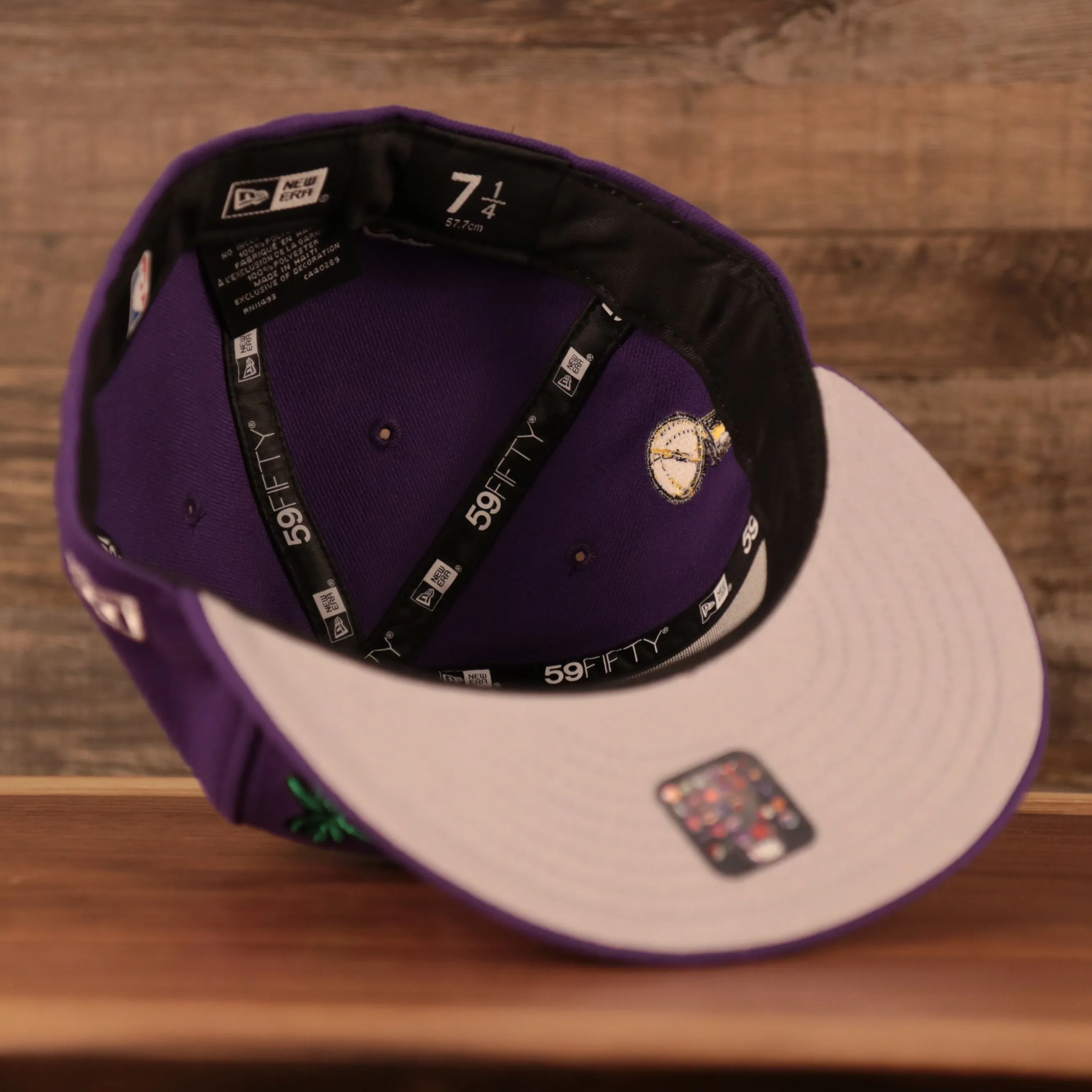 Larry O'Brien Trophy All Over Patch LA Lakers Purple Fitted | Lakers 59fifty Grey Brim Multi Patch Championship Hat