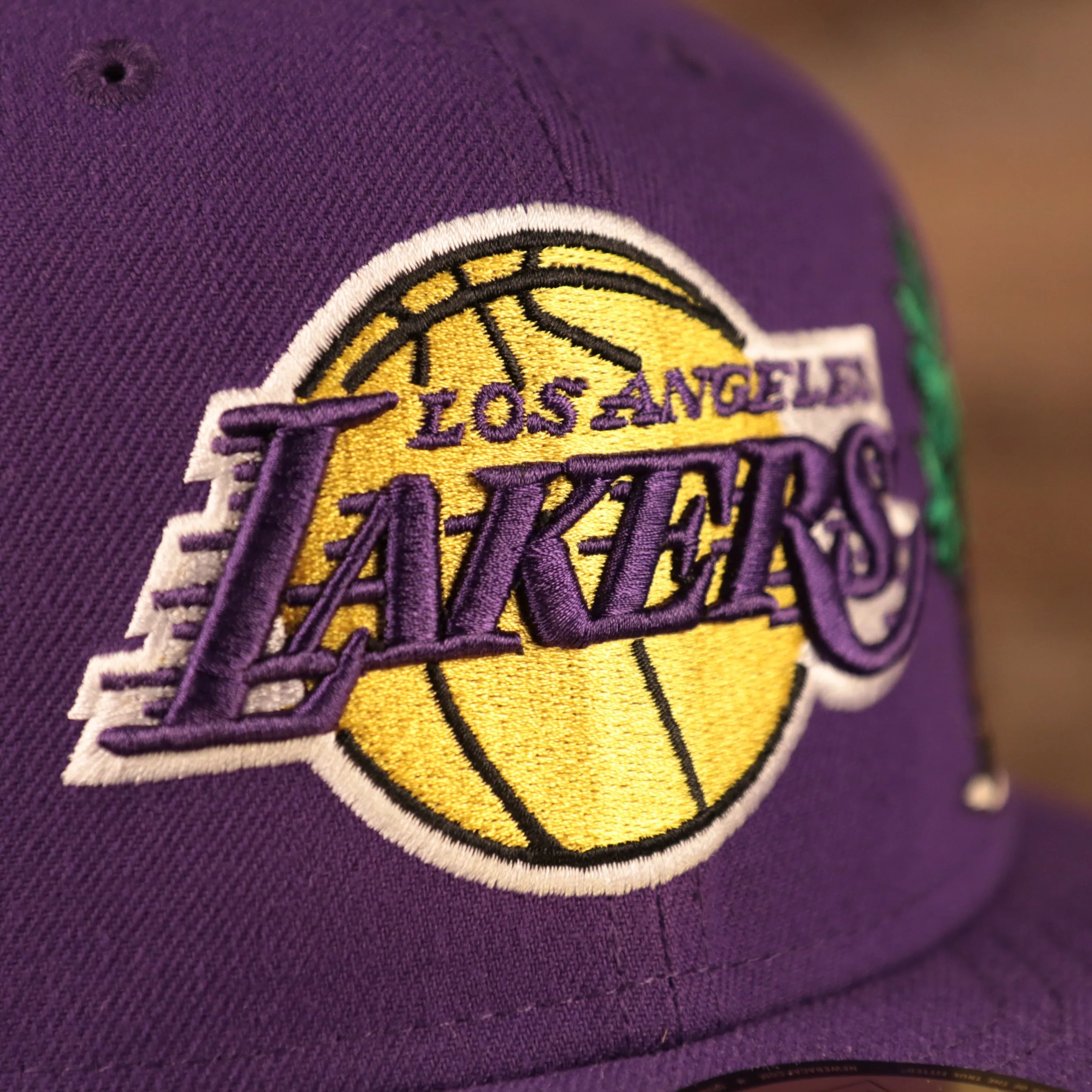 Larry O'Brien Trophy All Over Patch LA Lakers Purple Fitted | Lakers 59fifty Grey Brim Multi Patch Championship Hat