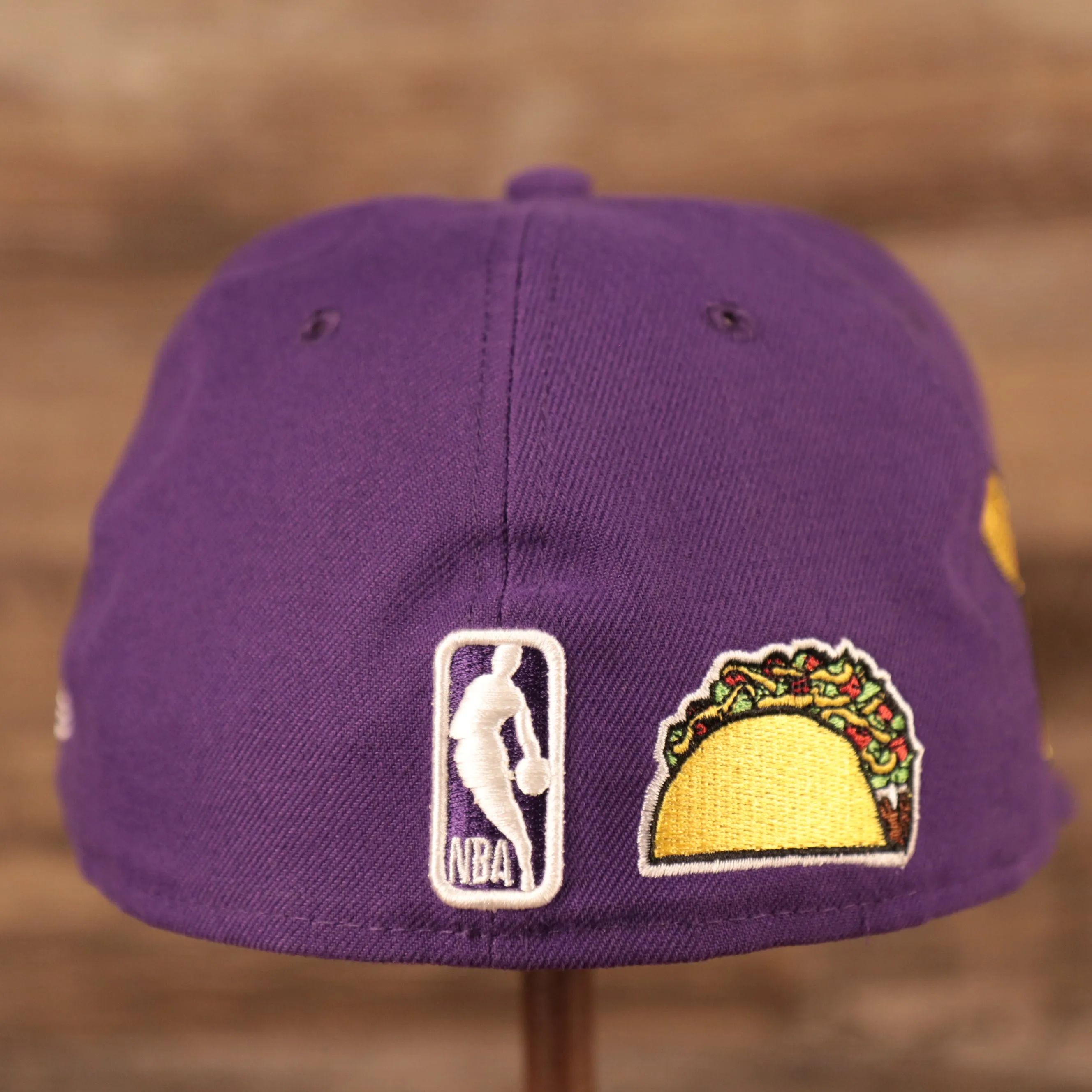 Larry O'Brien Trophy All Over Patch LA Lakers Purple Fitted | Lakers 59fifty Grey Brim Multi Patch Championship Hat