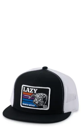 Lazy J Ranch Wear Men's Black White & Colorful Bull Logo Patch Cap