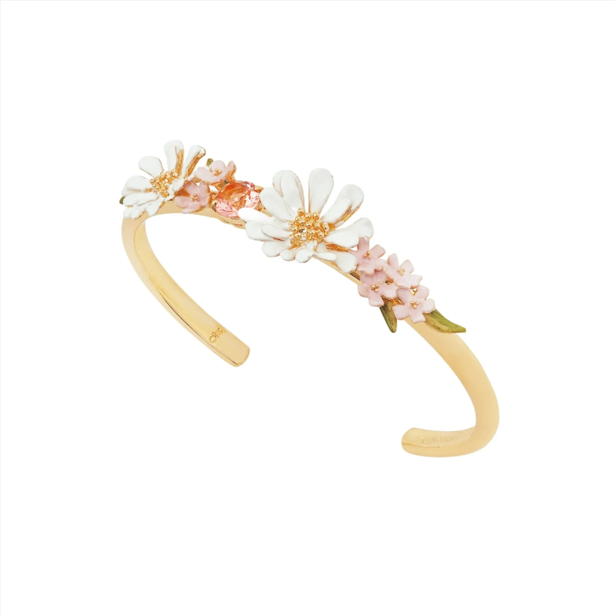 Les Nereides  Flower Bouquet and Round Stone Bangle Bracelet