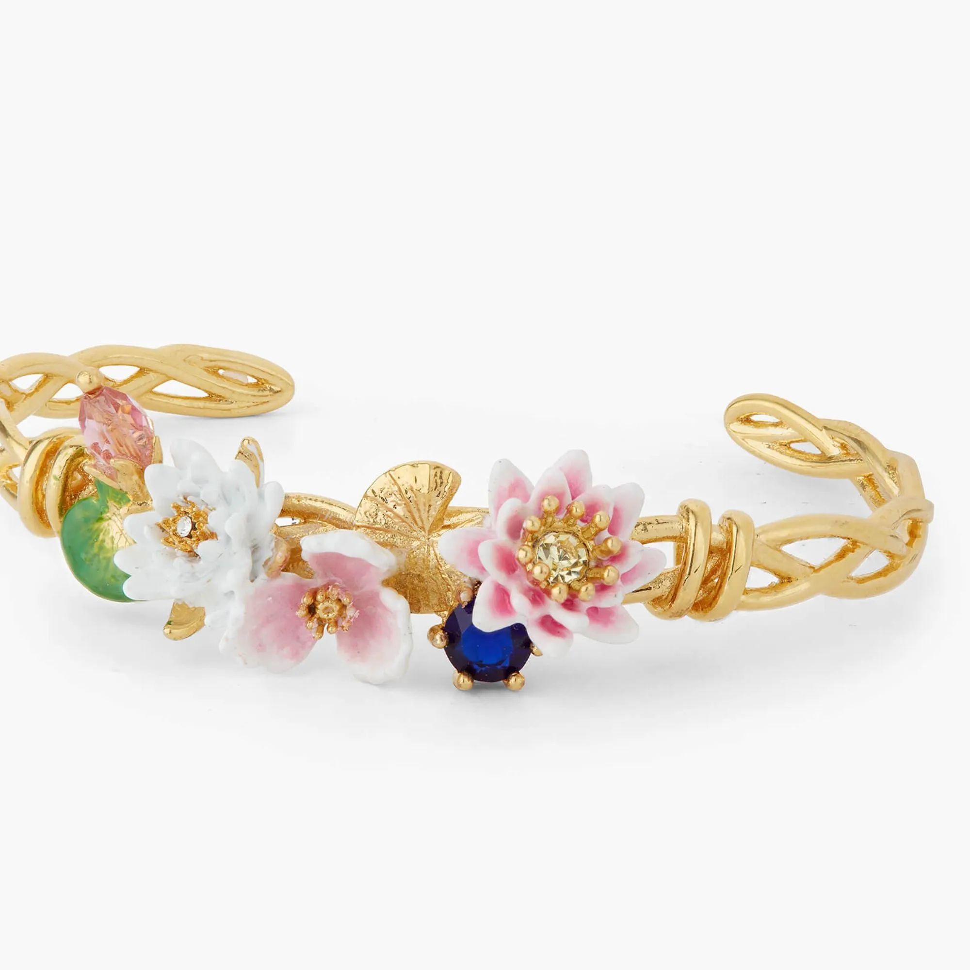 LES NEREIDES Flowers And Blue Stone Bangle Bracelet