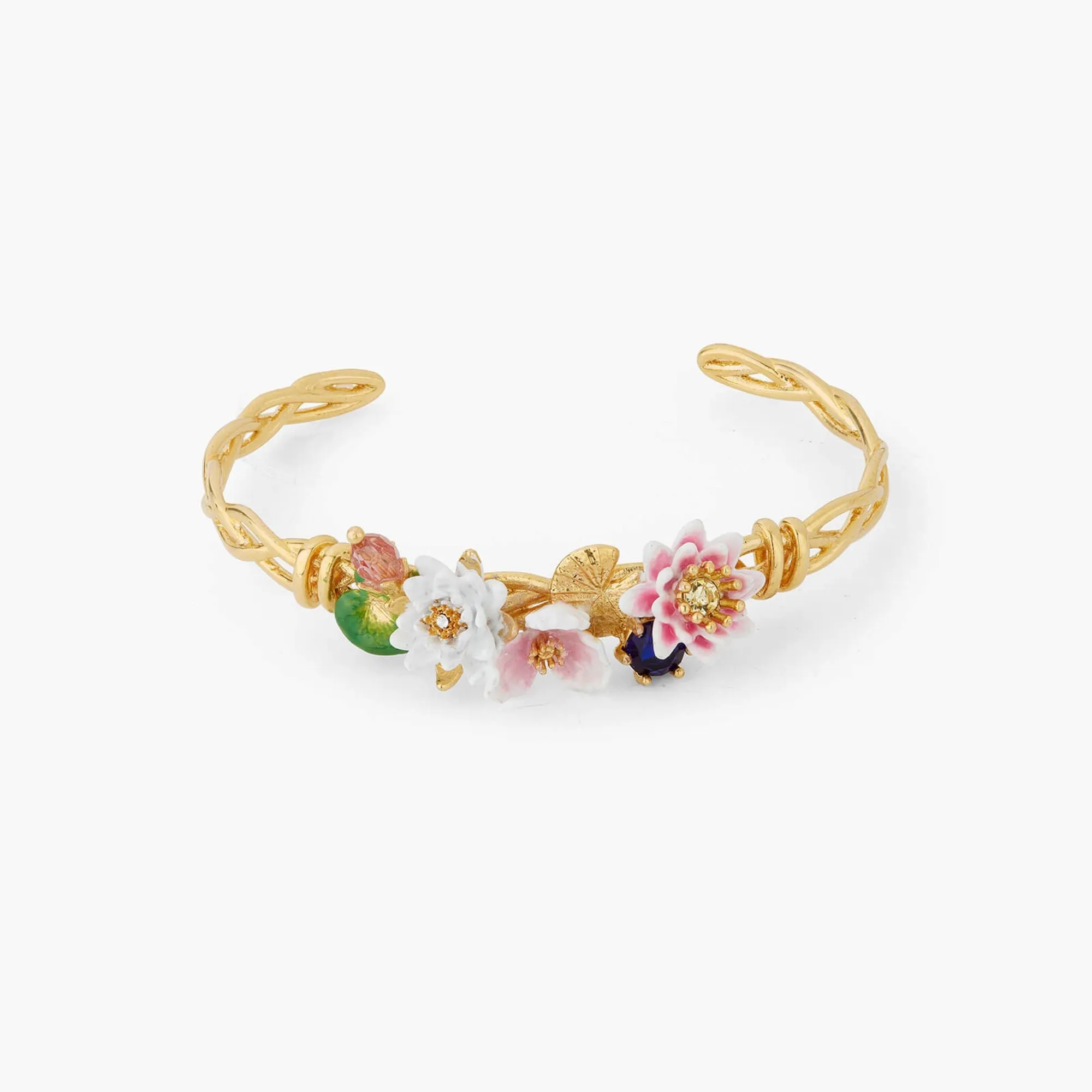 LES NEREIDES Flowers And Blue Stone Bangle Bracelet