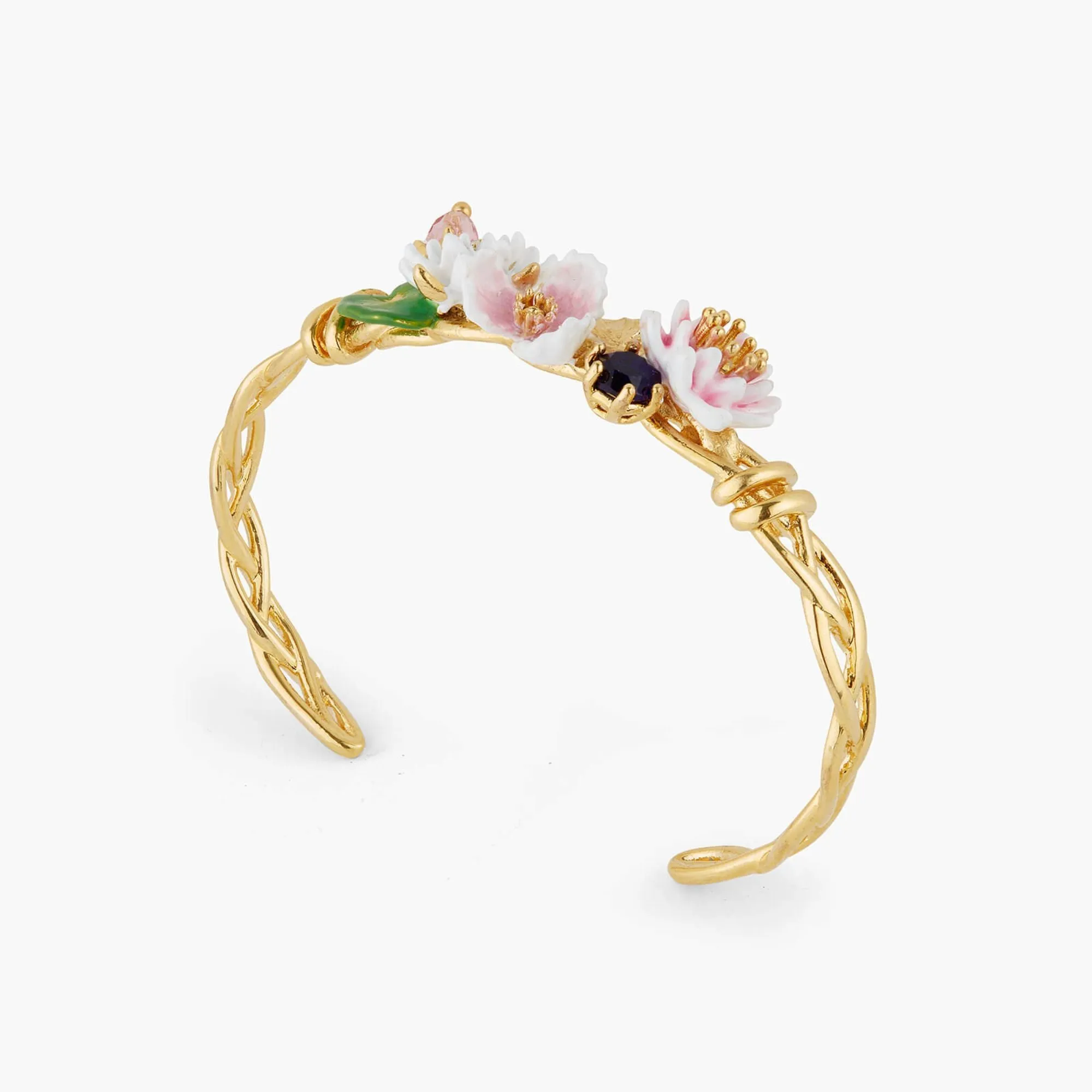 LES NEREIDES Flowers And Blue Stone Bangle Bracelet