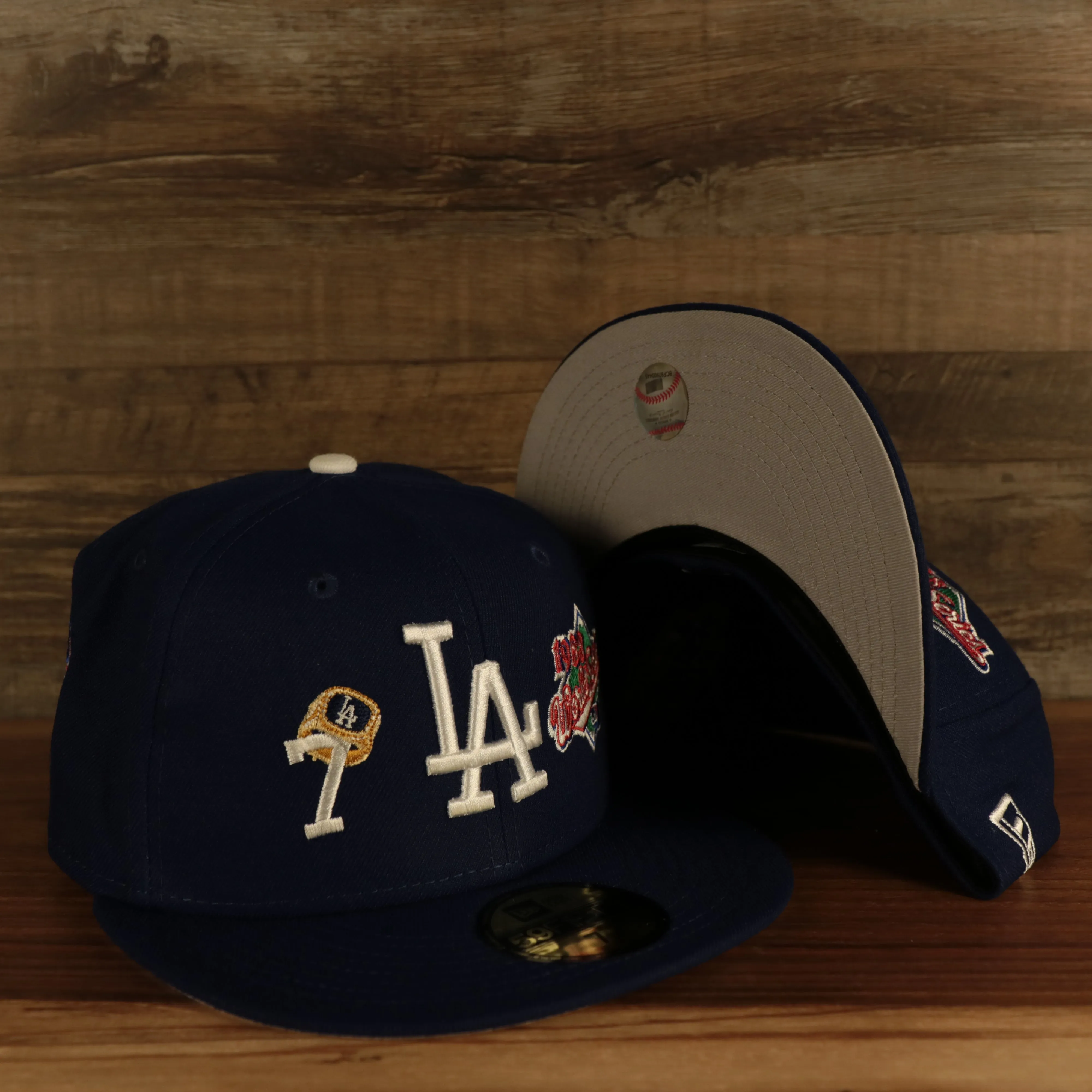 Los Angeles Dodgers Cooperstown Championship Rings All Over Side Patch Gray Bottom 59FIFTY Fitted Cap