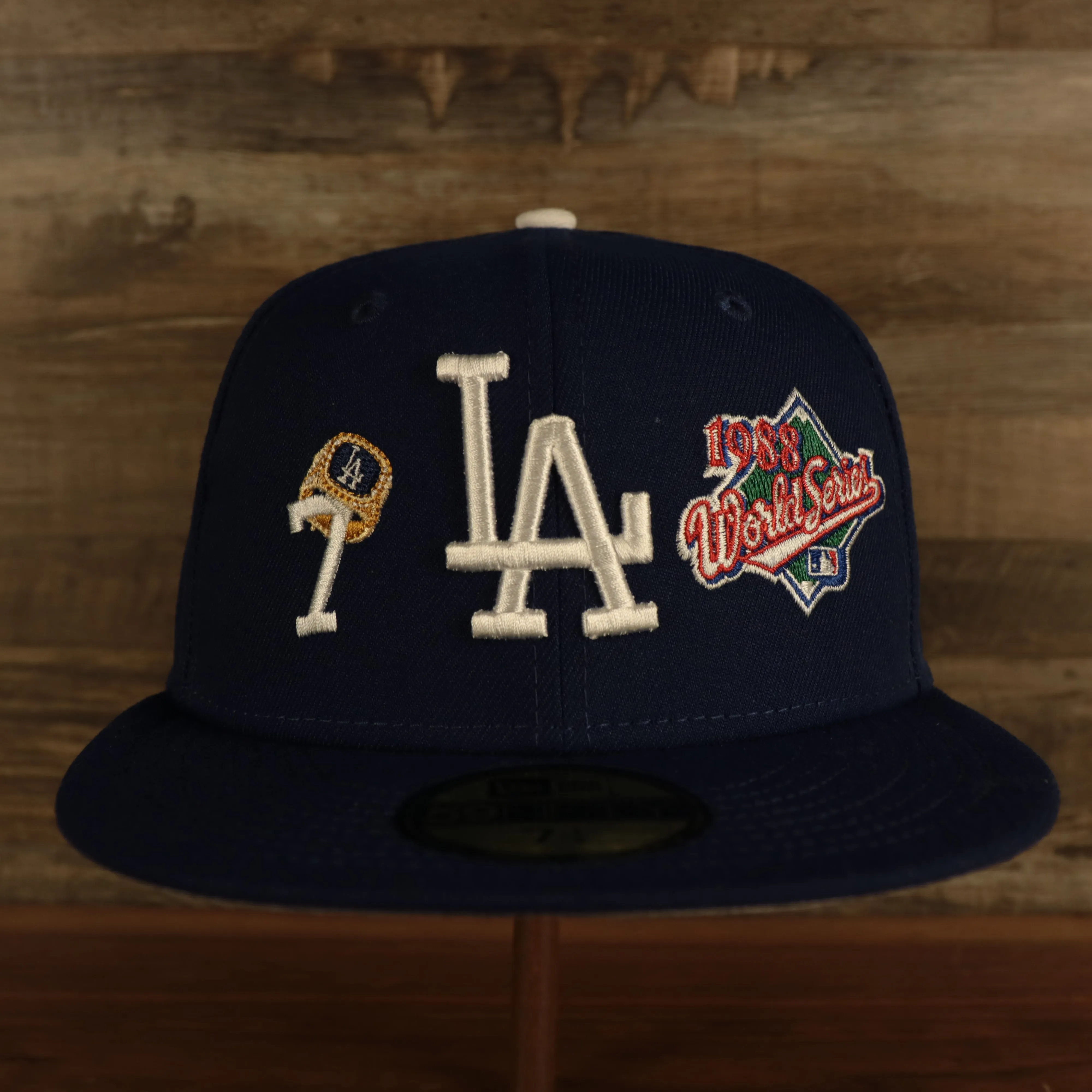 Los Angeles Dodgers Cooperstown Championship Rings All Over Side Patch Gray Bottom 59FIFTY Fitted Cap