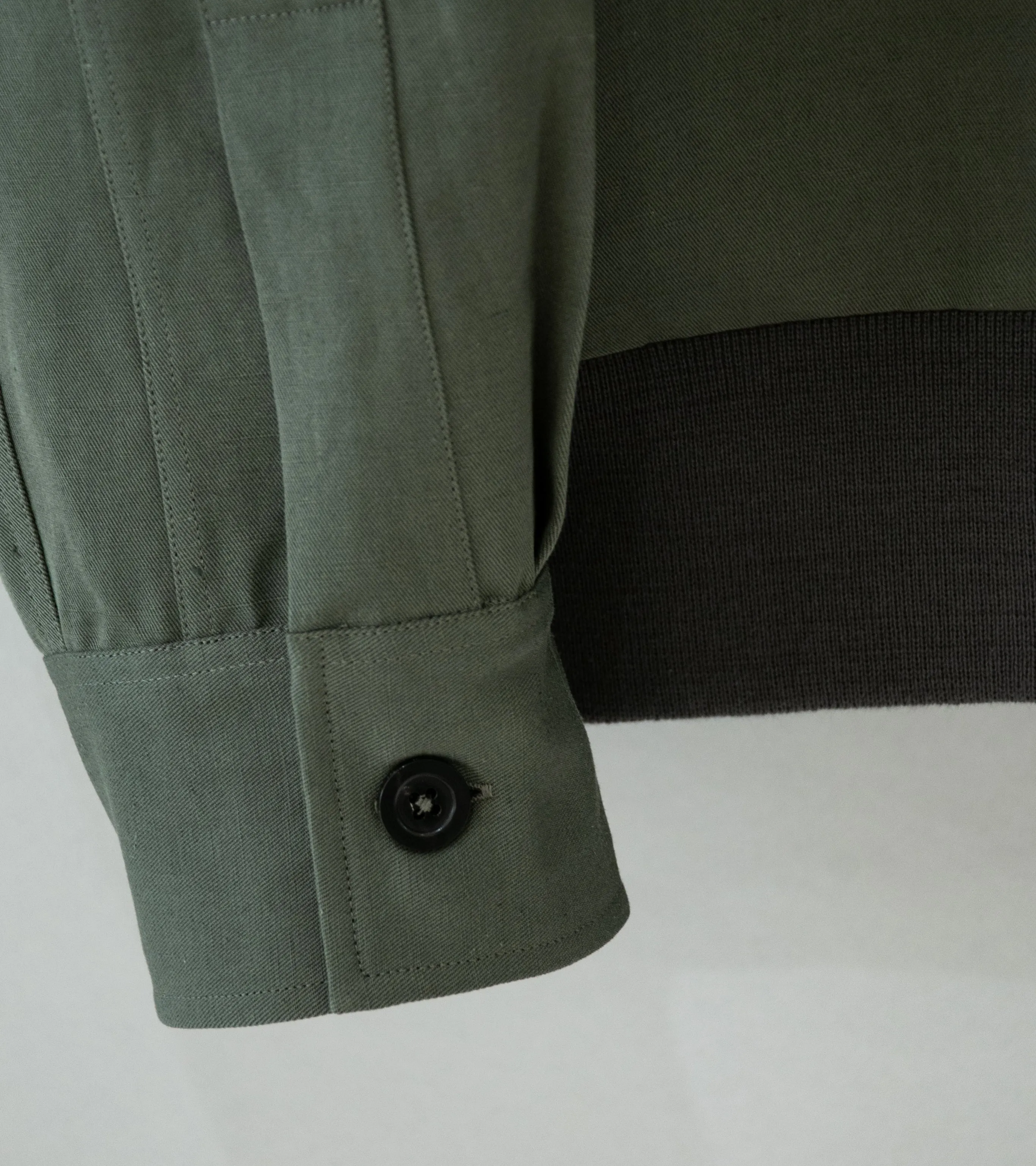 Margaret Howell 'Pull Over Shirt' (Grey Green Light Cotton Linen Twill)