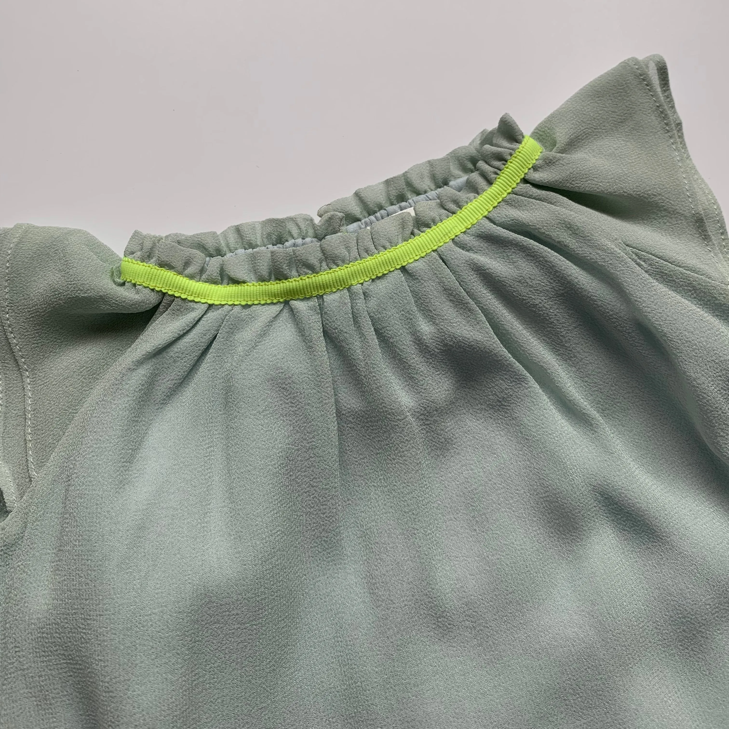 Marie-Chantal Aqua Silk Dress With Neon Trim: 12 Months