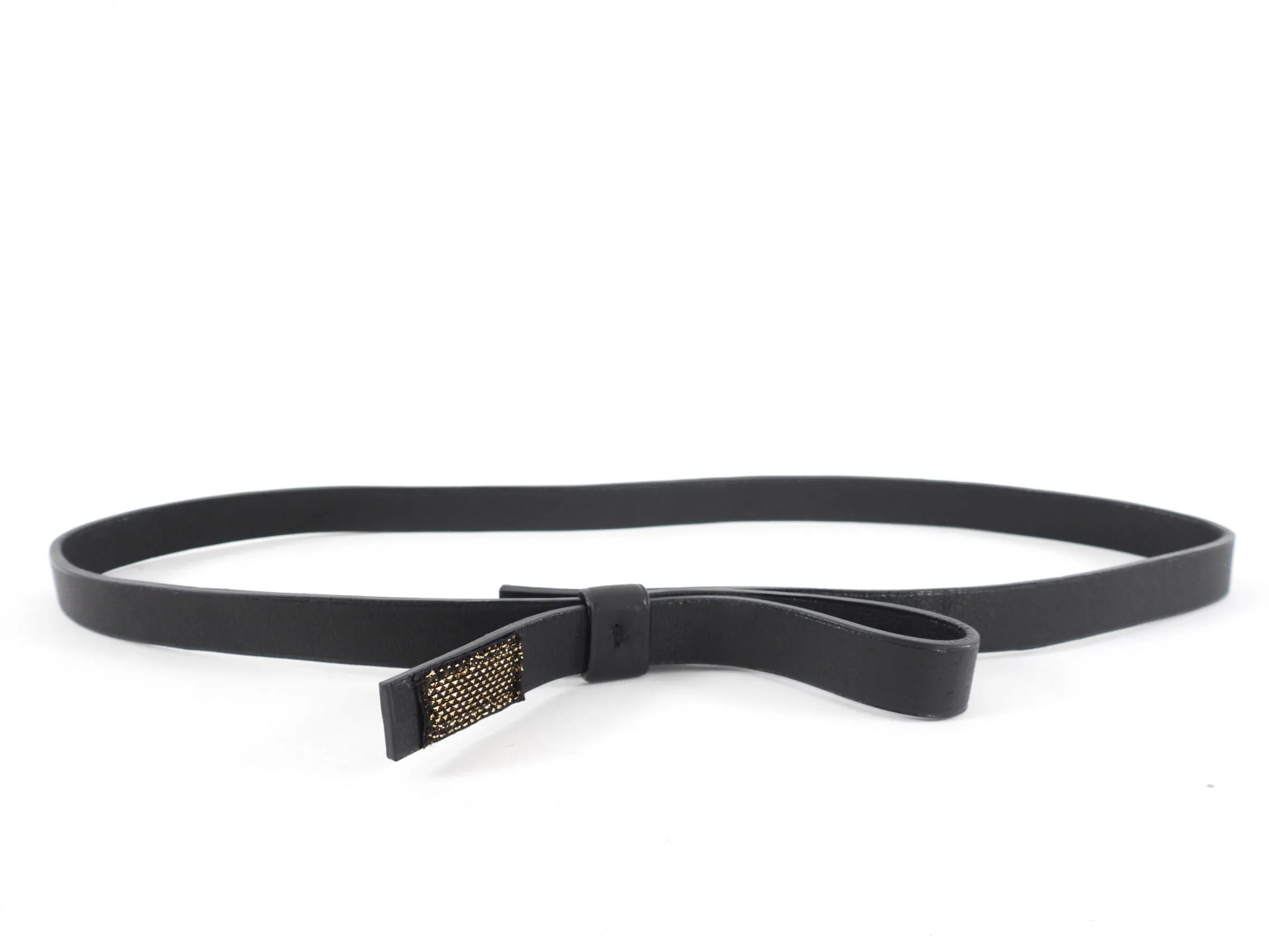 Marie Saint Pierre Black Leather Slim Belt