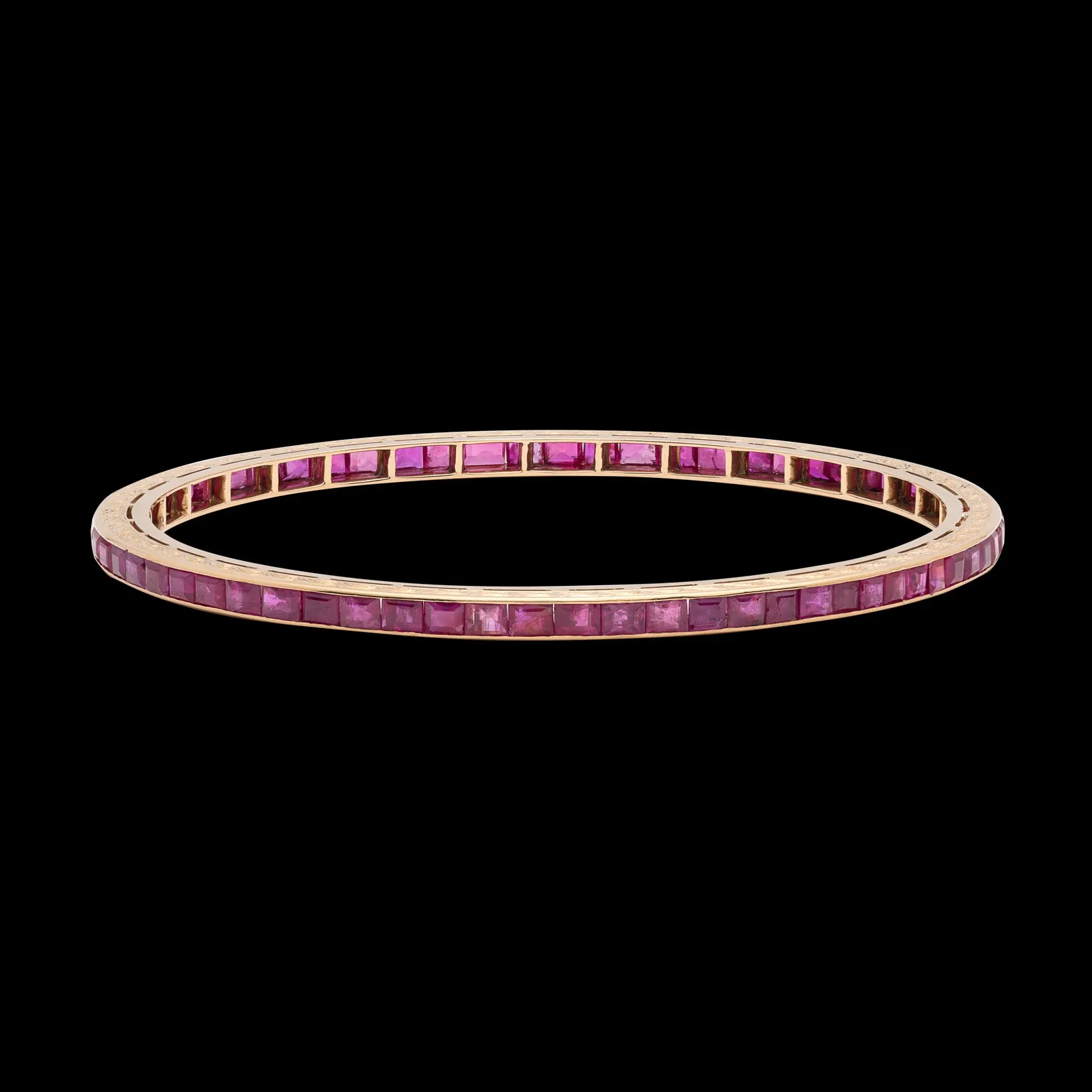 Matching Pair of Ruby & Gold Bangle Bracelets