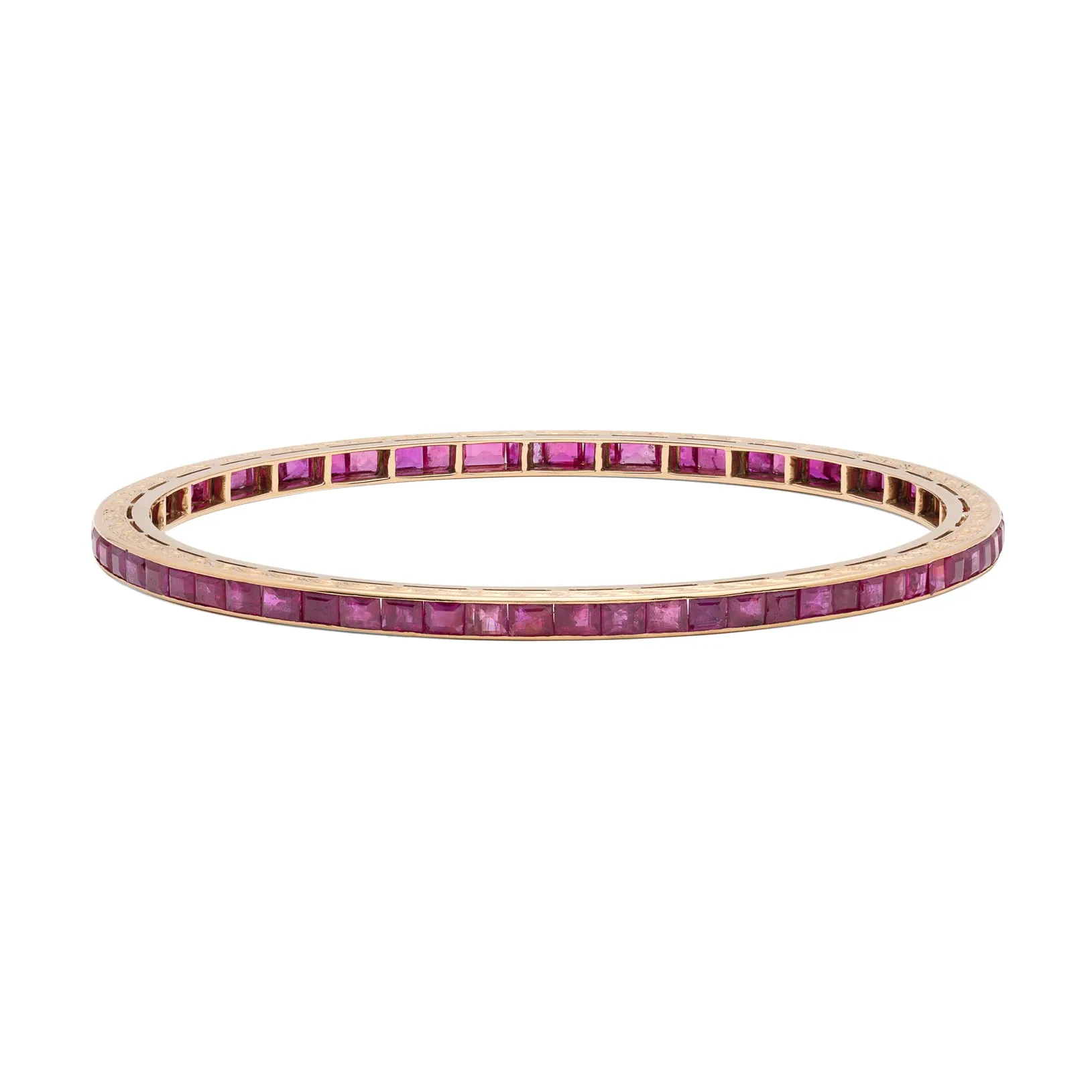 Matching Pair of Ruby & Gold Bangle Bracelets