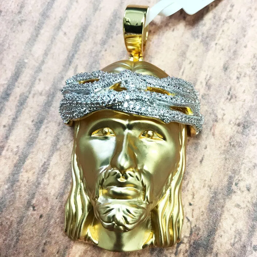 Matte Jesus Piece Pendant CZ Hip Hop Bling Bling Pendant