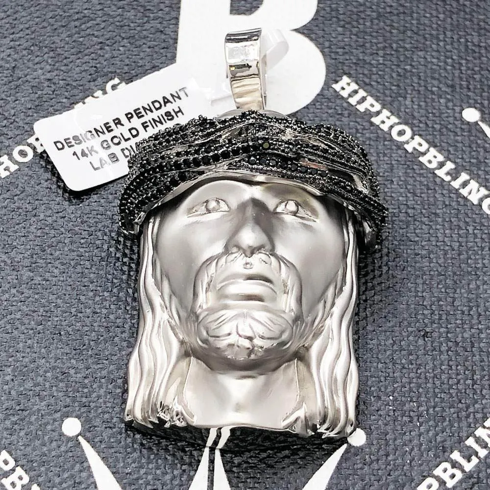 Matte Jesus Piece Pendant CZ Hip Hop Bling Bling Pendant