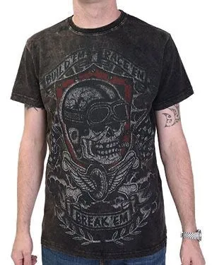 Men's Black T-hirt Garage Built Break Acid Wash