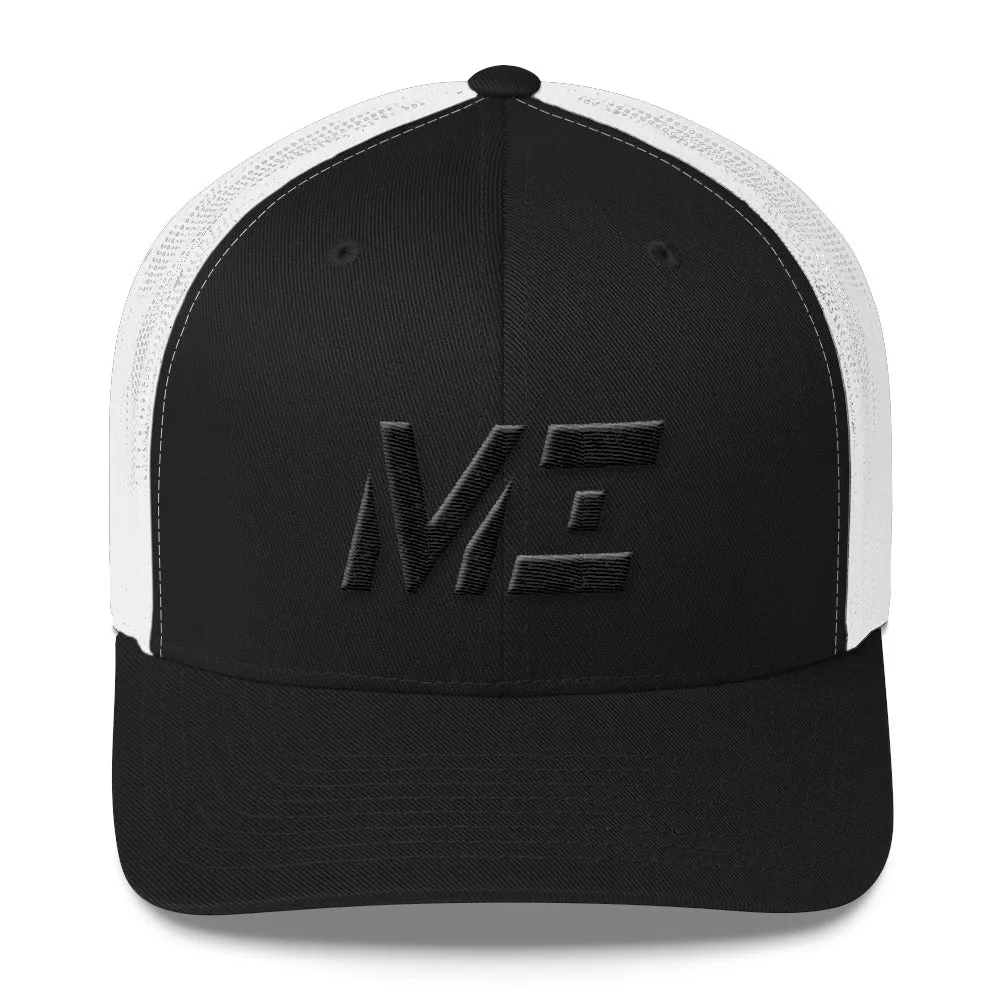 Michigan - Mesh Back Trucker Cap - Black Embroidery - MI - Many Hat Color Options Available