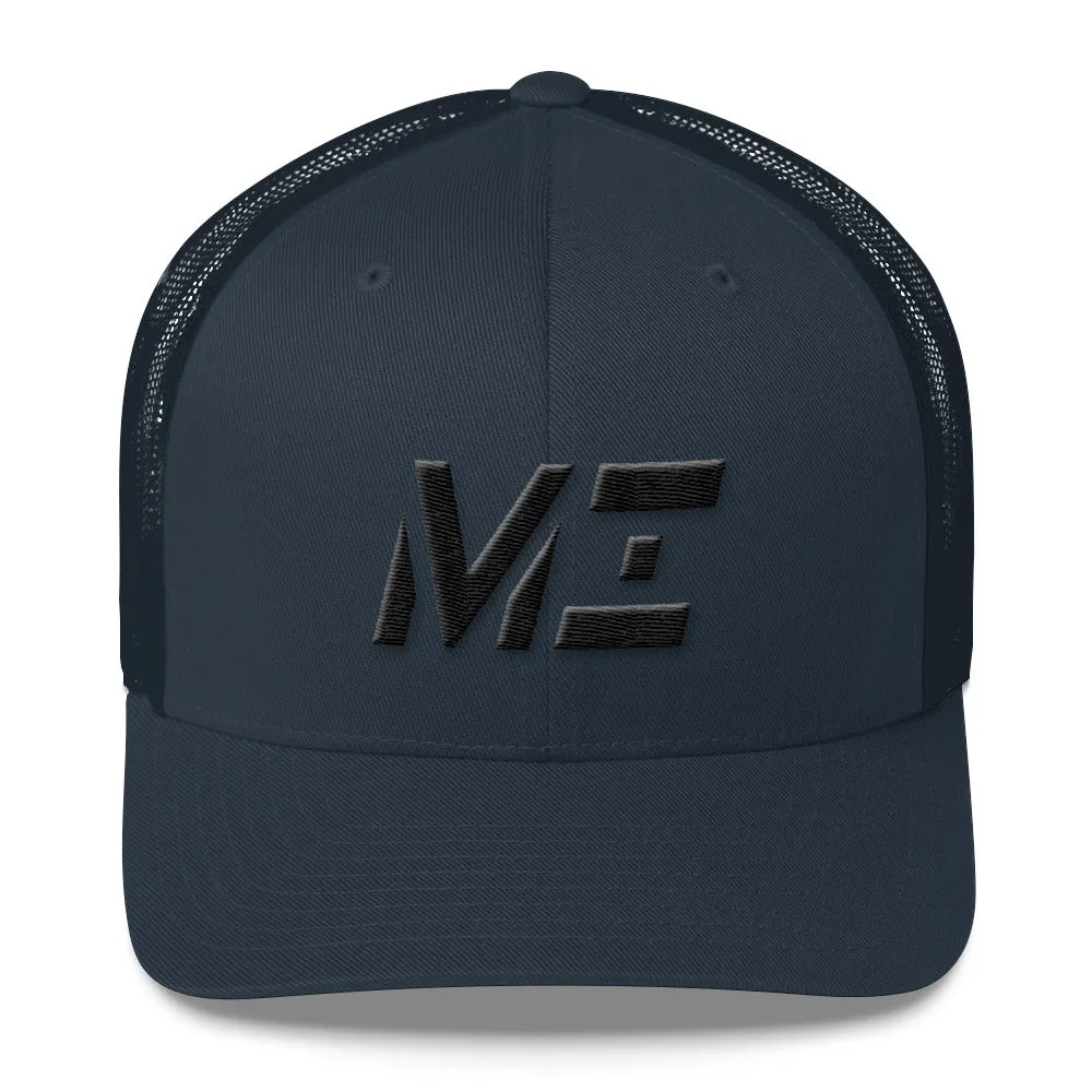 Michigan - Mesh Back Trucker Cap - Black Embroidery - MI - Many Hat Color Options Available