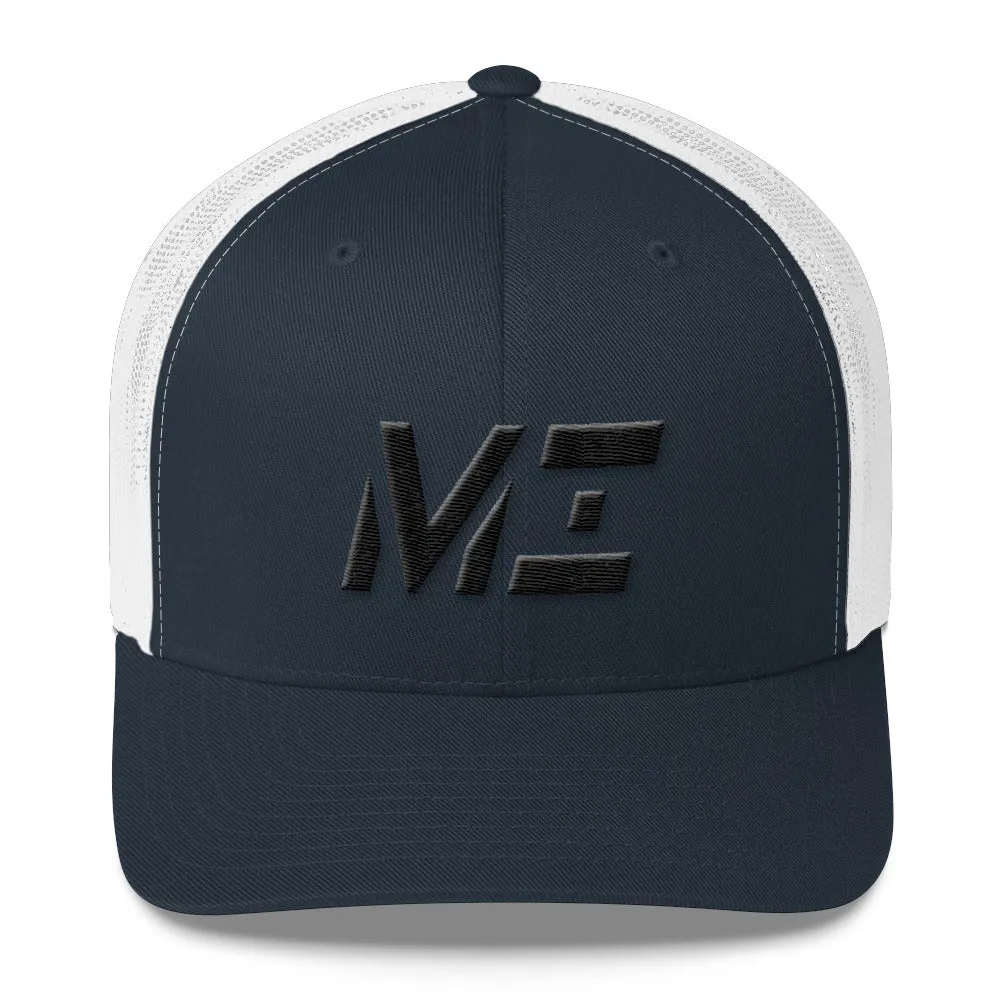 Michigan - Mesh Back Trucker Cap - Black Embroidery - MI - Many Hat Color Options Available