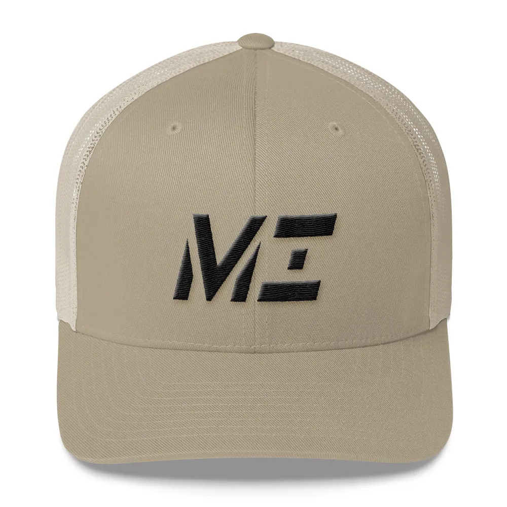 Michigan - Mesh Back Trucker Cap - Black Embroidery - MI - Many Hat Color Options Available