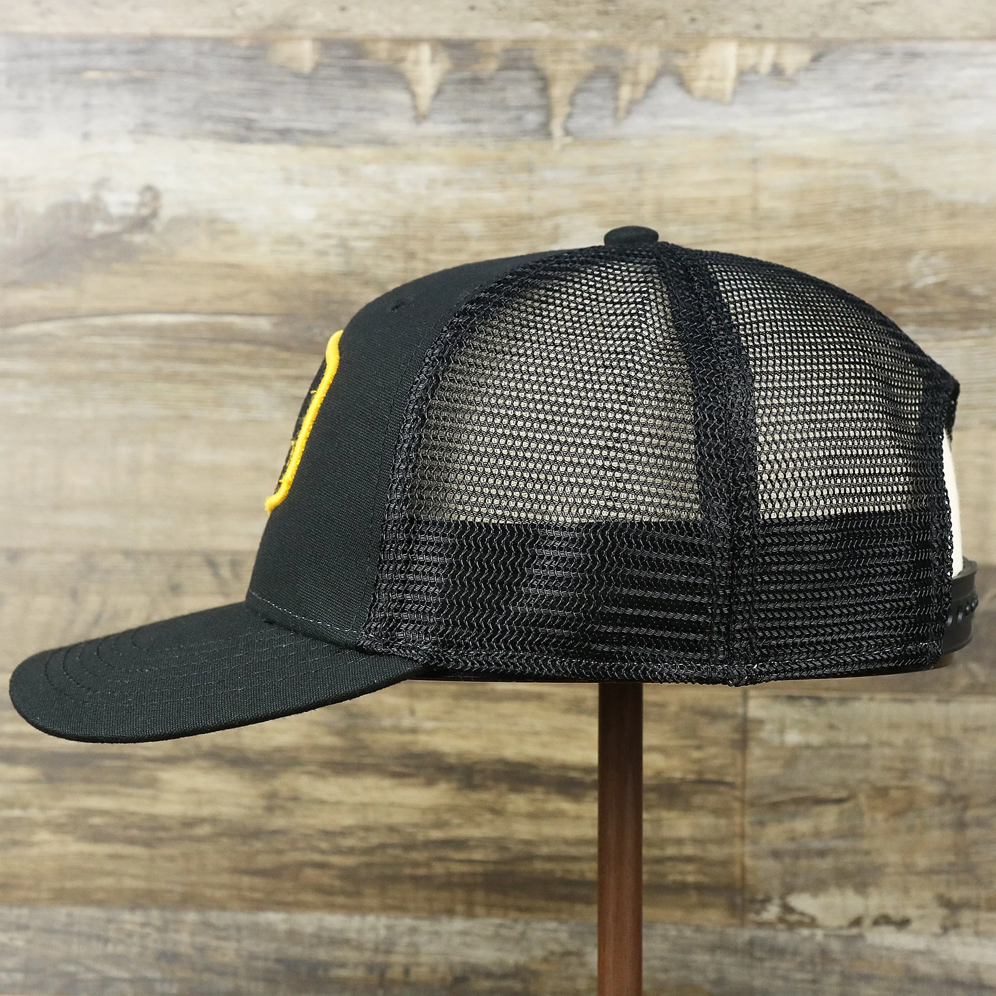 Ocean City New Jersey Shark Patch Mesh Back Trucker Hat | Black Mesh Snapback