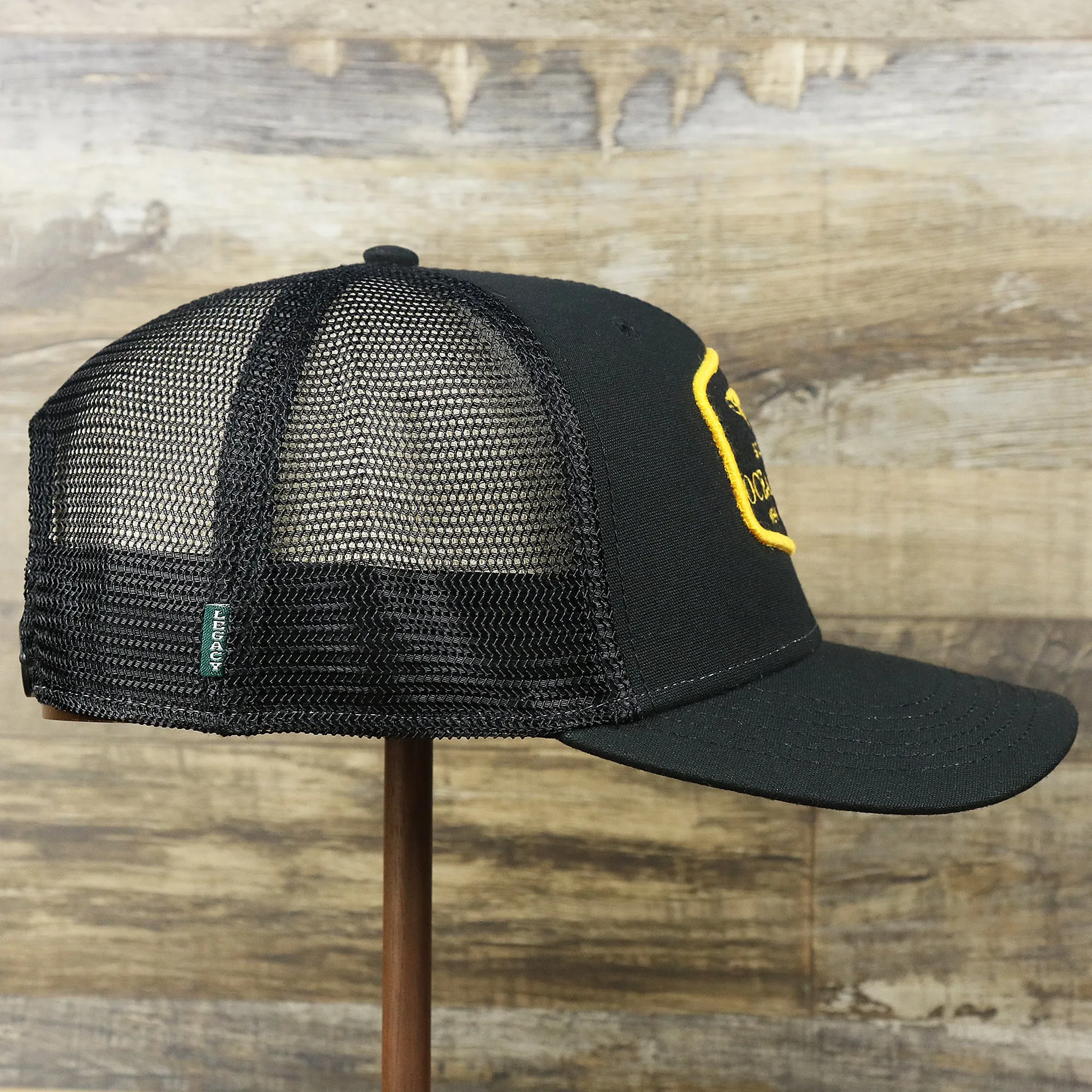 Ocean City New Jersey Shark Patch Mesh Back Trucker Hat | Black Mesh Snapback