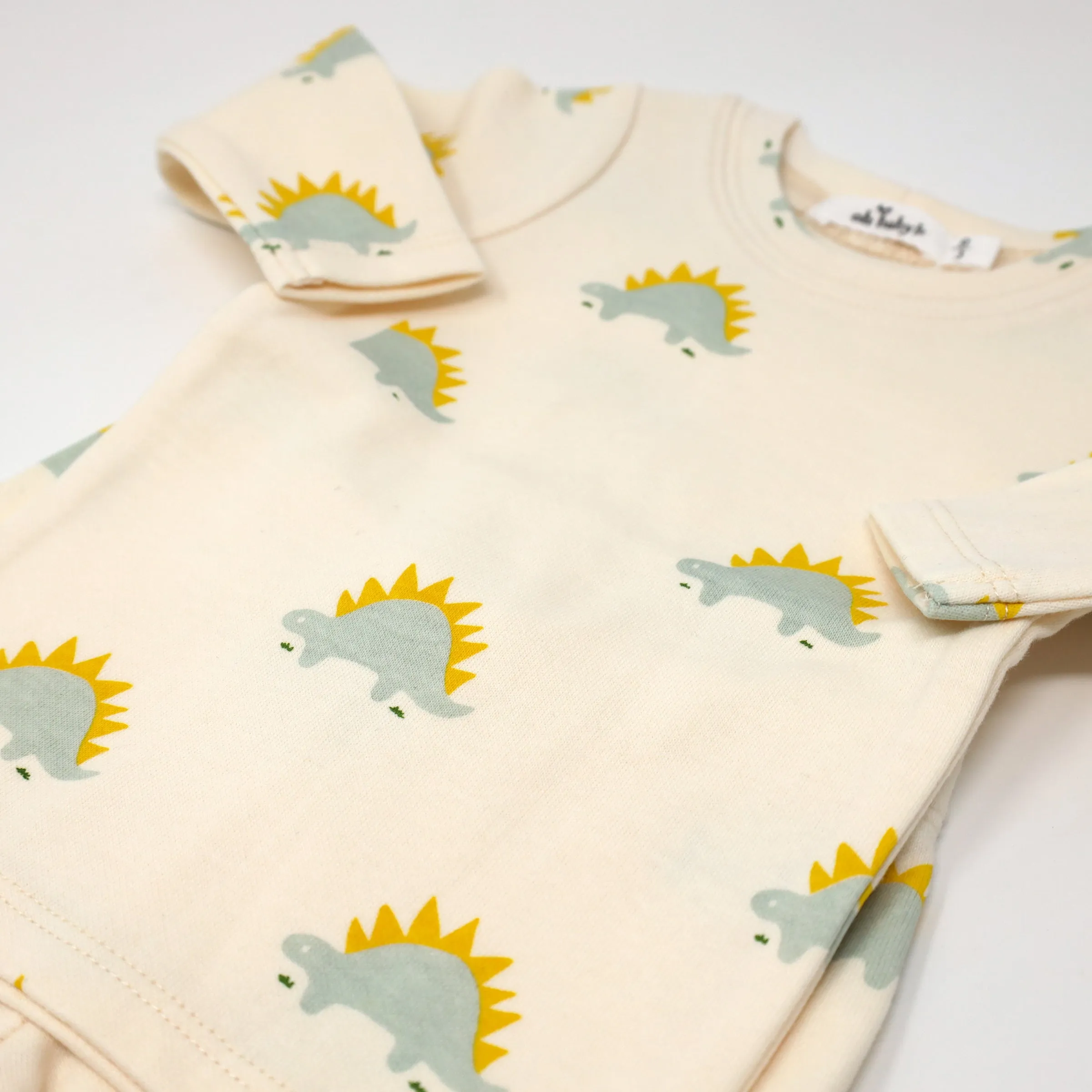 oh baby! Two Piece Set Mist Stegosaurus Print - Vanilla