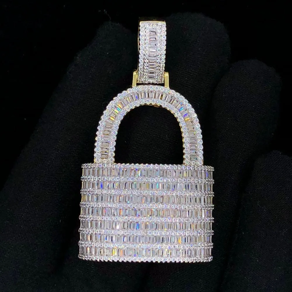 Padlock Baguette VVS CZ Hip Hop Bling Pendant