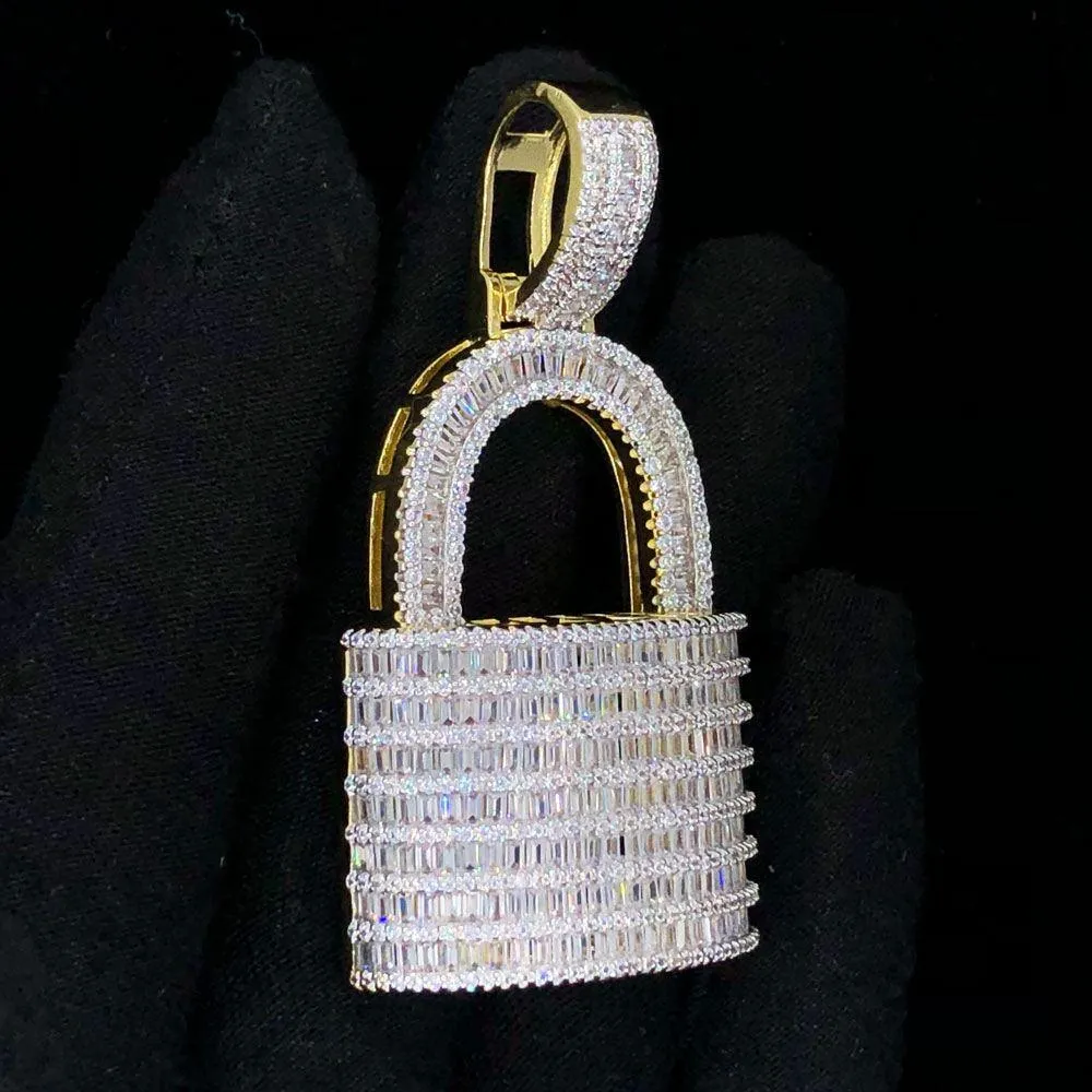 Padlock Baguette VVS CZ Hip Hop Bling Pendant