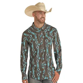 Panhandle Men's Teal Aztec Long Sleeve