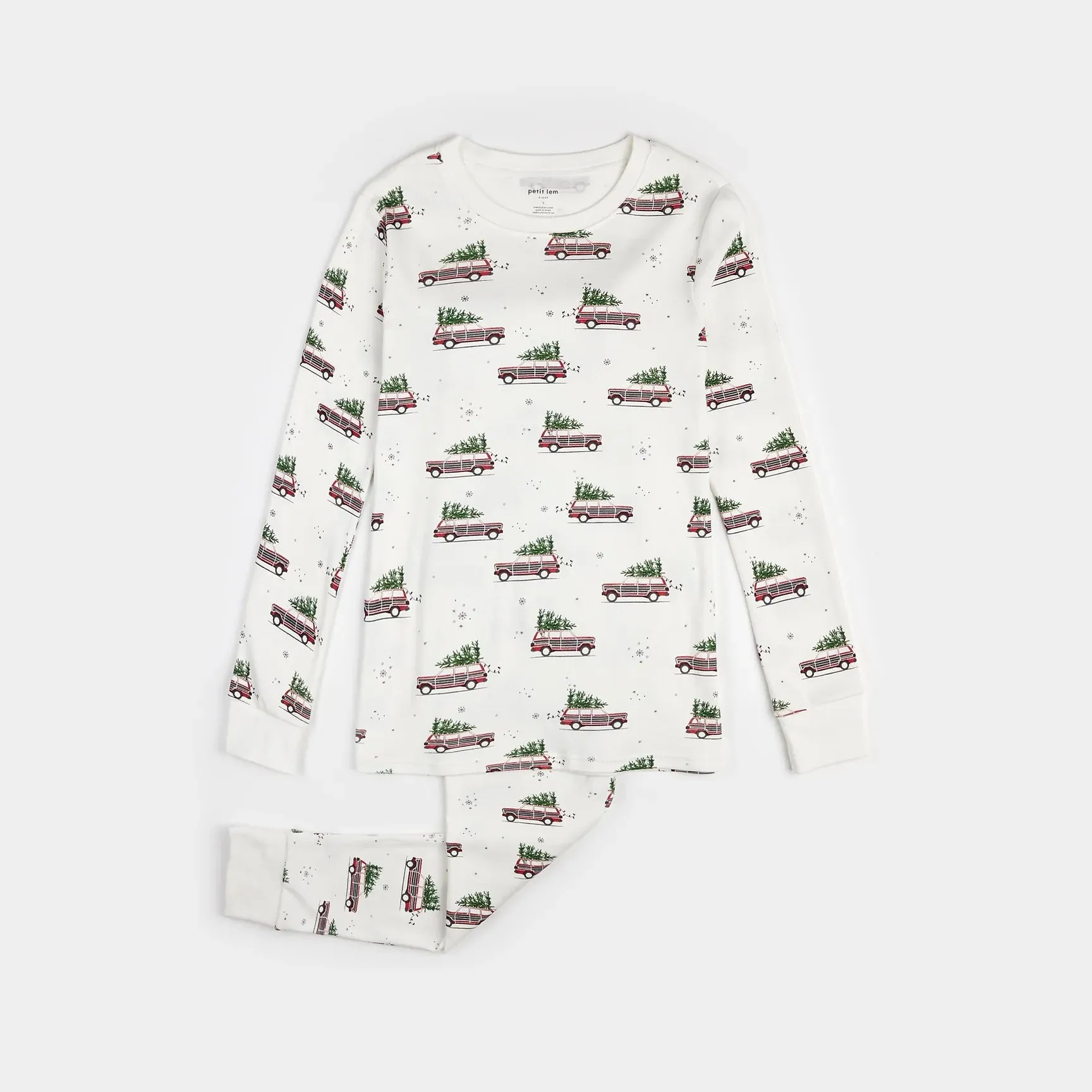 Petit Lem Station Wagon Print on Off-White Women's PJ Set