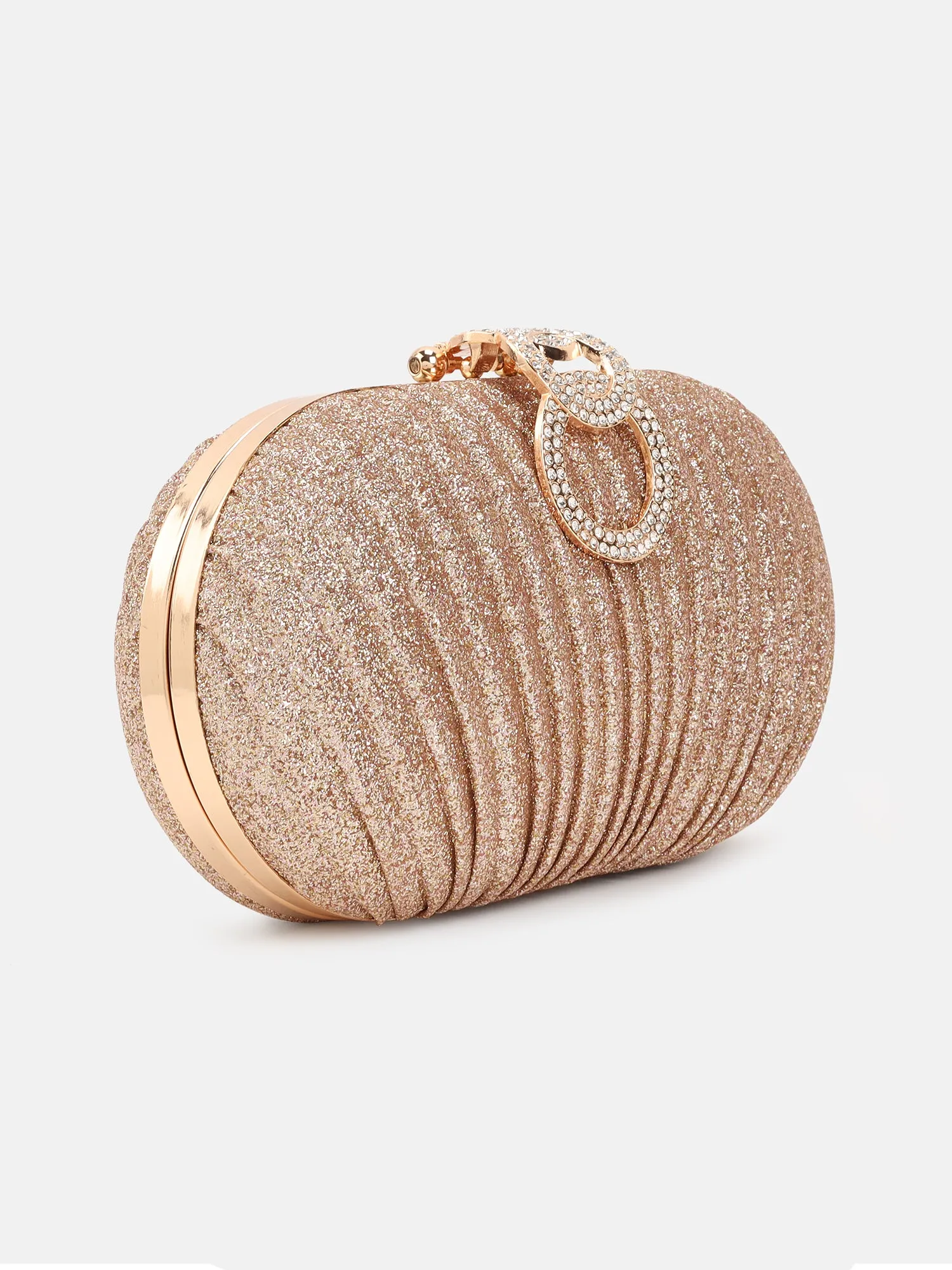 Pleated Sparkle Fabric Clutch