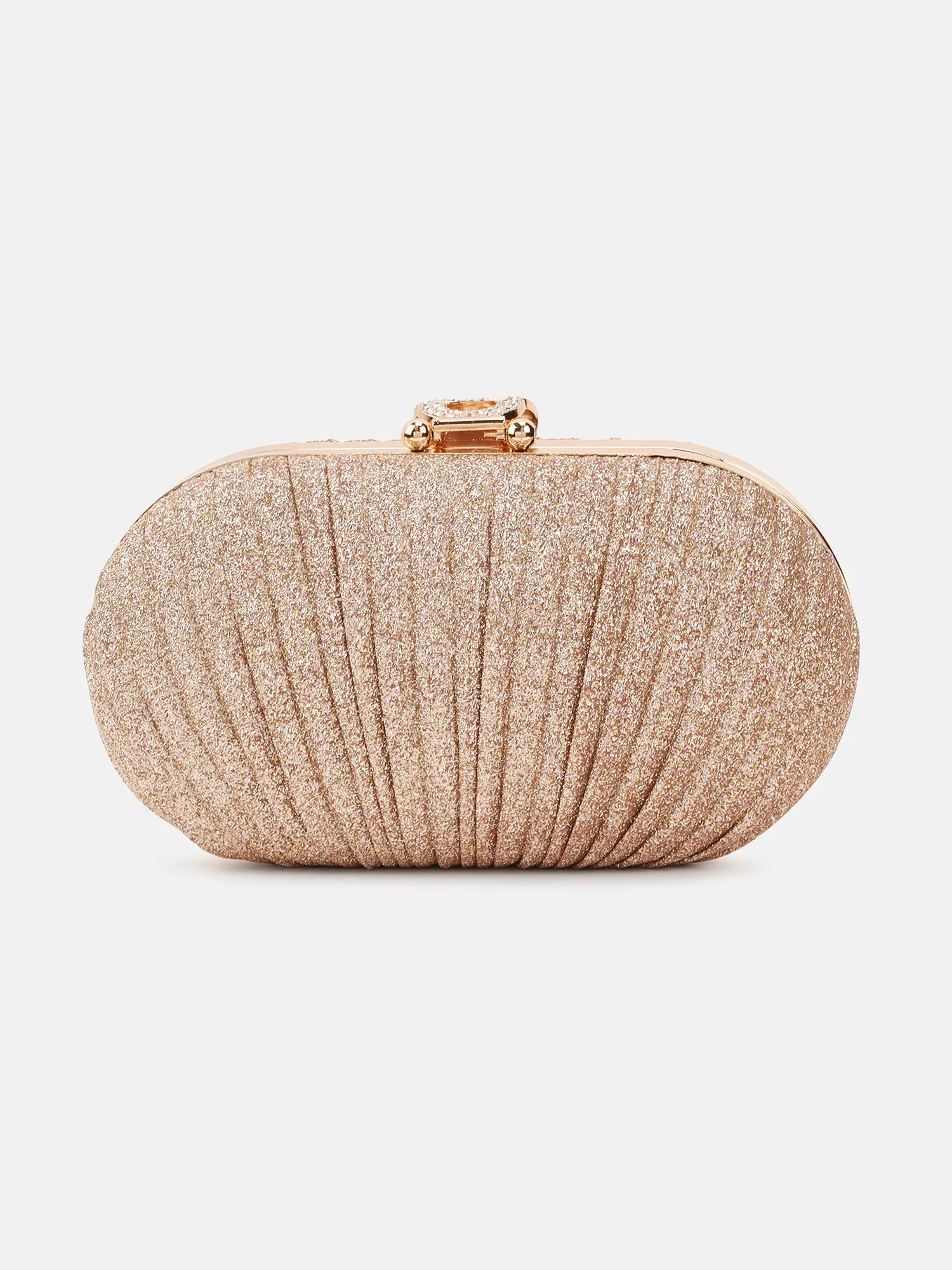 Pleated Sparkle Fabric Clutch