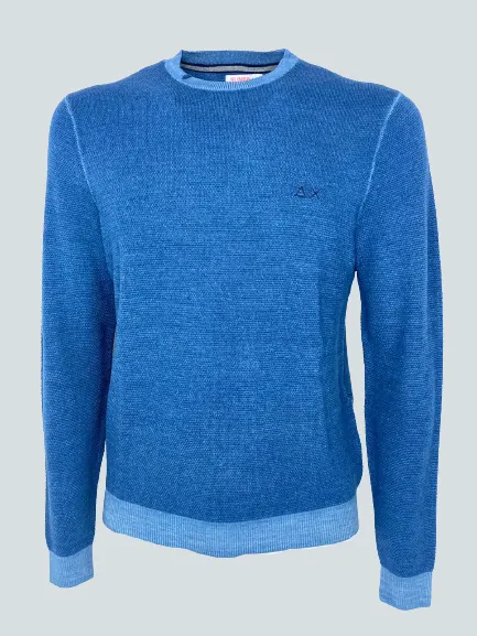 PULLOVER UOMO BLU 100% LANA