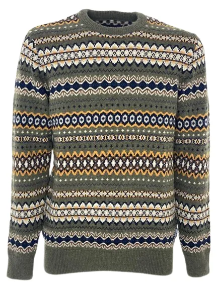 PULLOVER UOMO CON FANTASIA GEOMETRICA 100% LANA