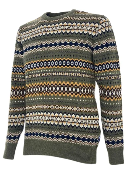 PULLOVER UOMO CON FANTASIA GEOMETRICA 100% LANA