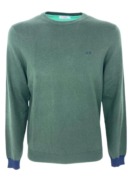 PULLOVER UOMO VERDE GIROCOLLO MISTO LANA