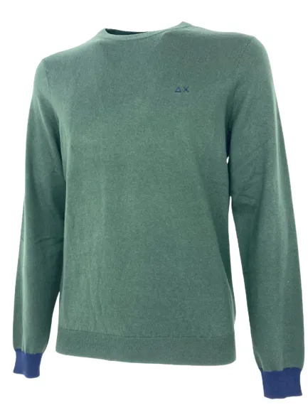 PULLOVER UOMO VERDE GIROCOLLO MISTO LANA