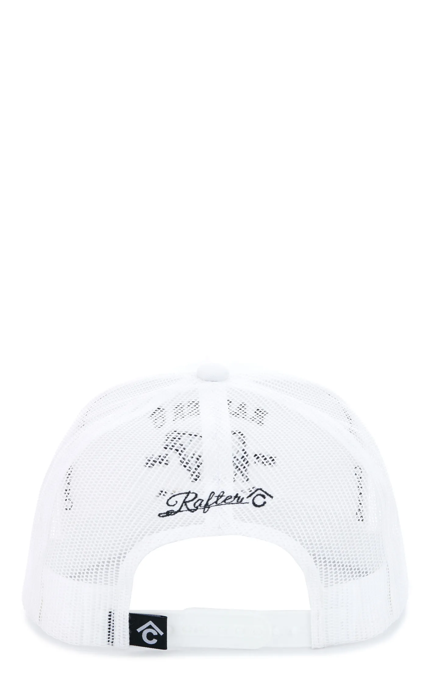 Rafter C Men's White & Black Embroidered Bull Logo Cap