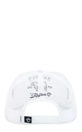 Rafter C Men's White & Black Embroidered Bull Logo Cap