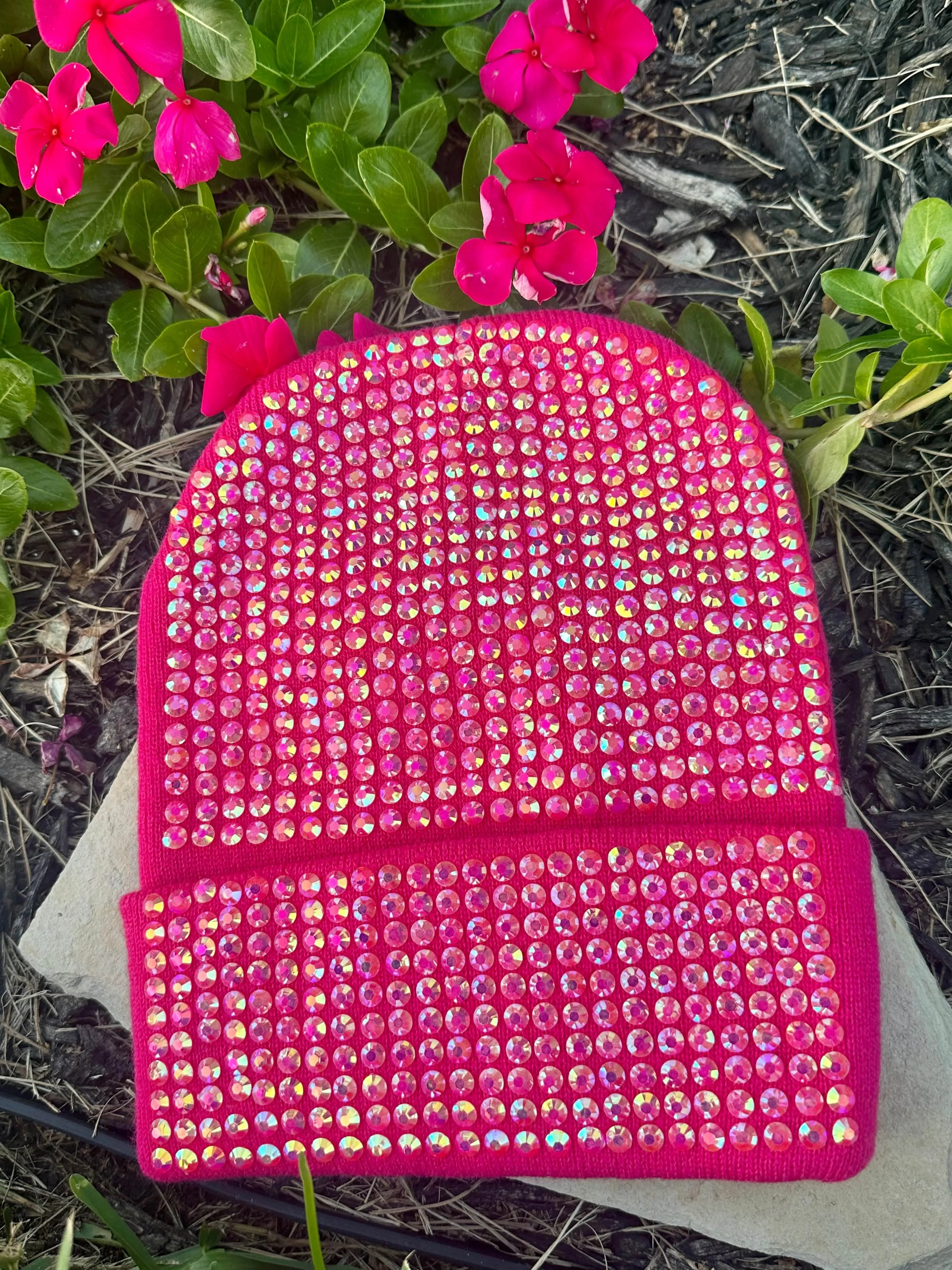 Rhinestone Beanie - Pink